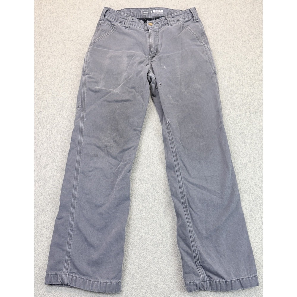 Carhartt Mens Relaxed Fit Carpenter Work Pants Gray Straight Leg Outdoor 30x30